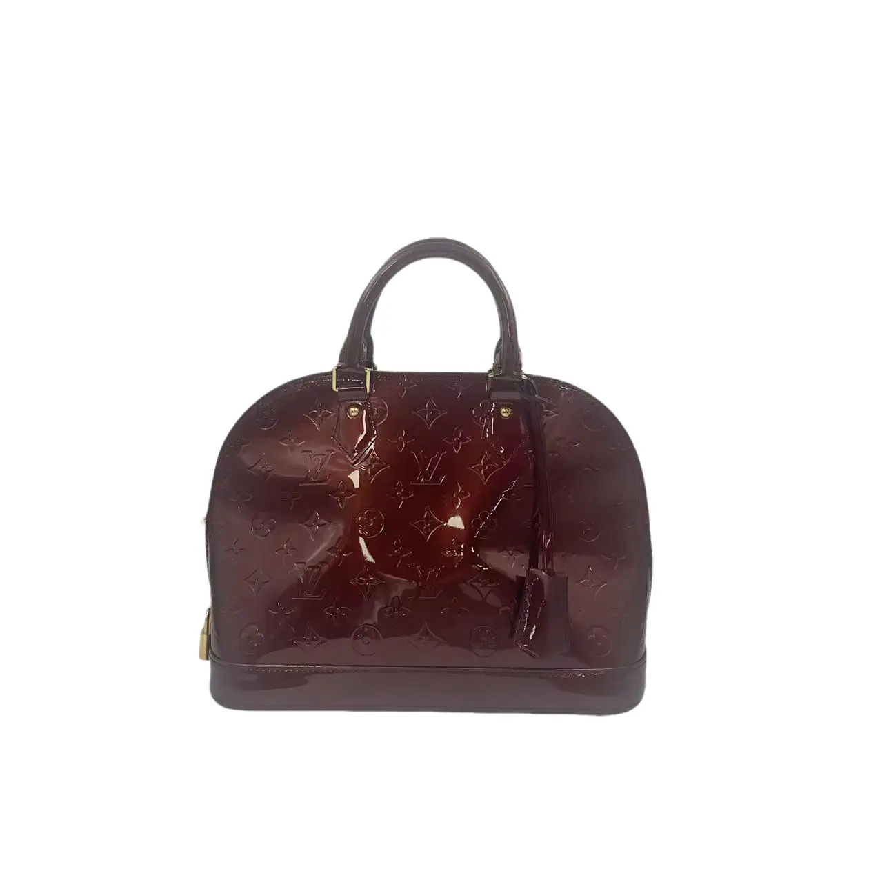 Pre-owned Louis Vuitton france Crossbody Bags LV burgundy large patent leather Alma shell bag H2 H3 20144239