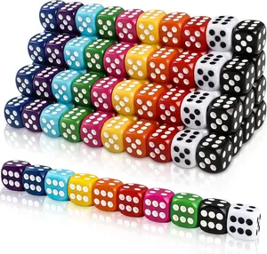 100pcs 16mm Game Bulk Dice 10 Colors Acrylic 6 Sided Dice Set