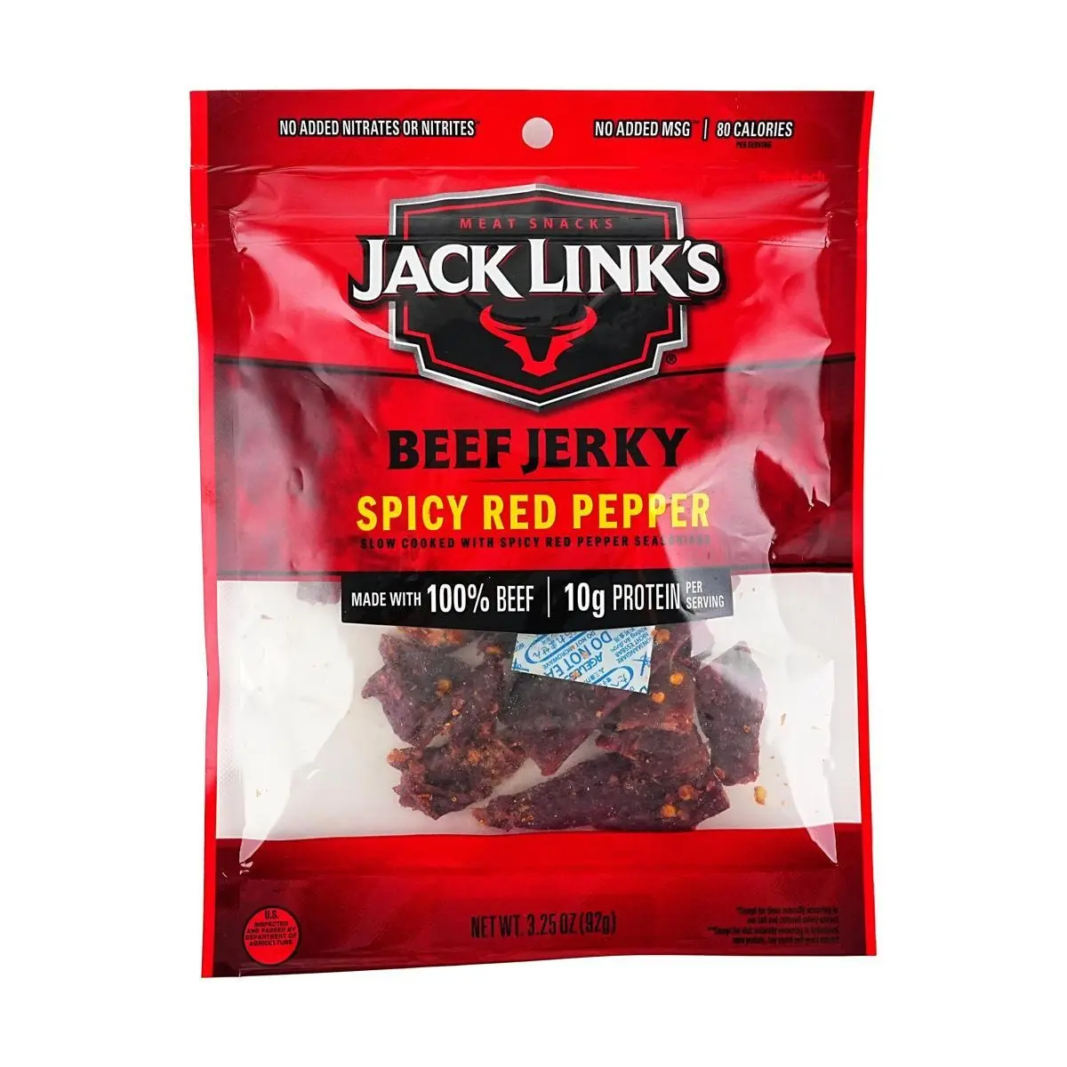 Jack Link's Beef Jerky, 92g - Spicy Mexican Chili Flavor, Low Calorie, High Protein Healthy Snack