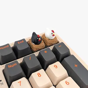 Artisan Chicken in a Nest Keycap | Mechanical Keyboard Accessory | Cozy Gamer Desk Decor