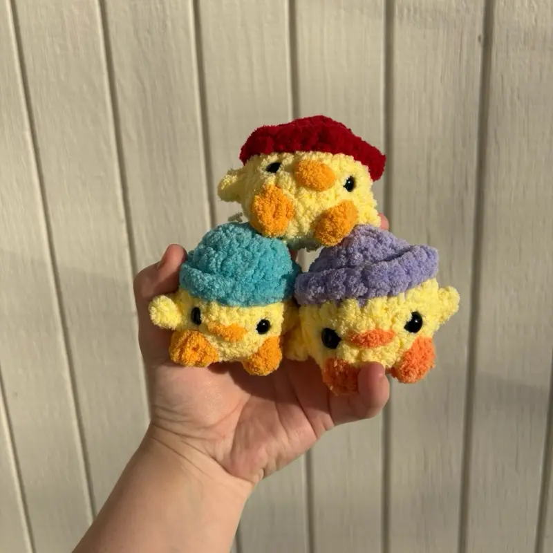 Duck in Hat Crochet Toy Plush Handmade
