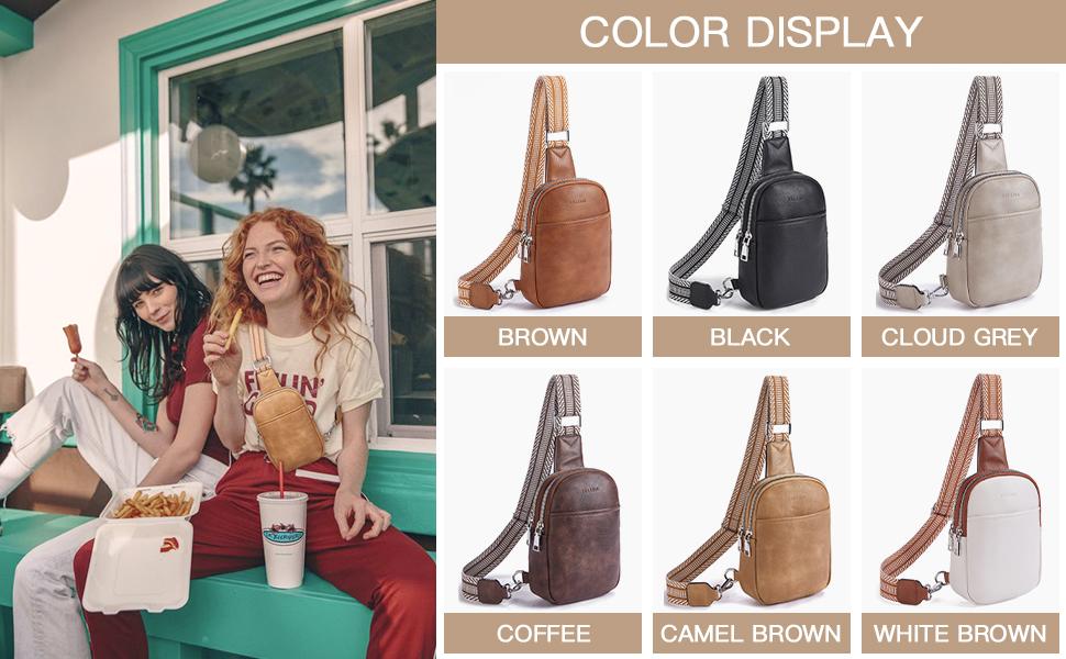 Telena Sling Bag for Women Vegan Leather Fanny Pack Crossbody Bags Chest Bag for Women Sling Purse Fashion