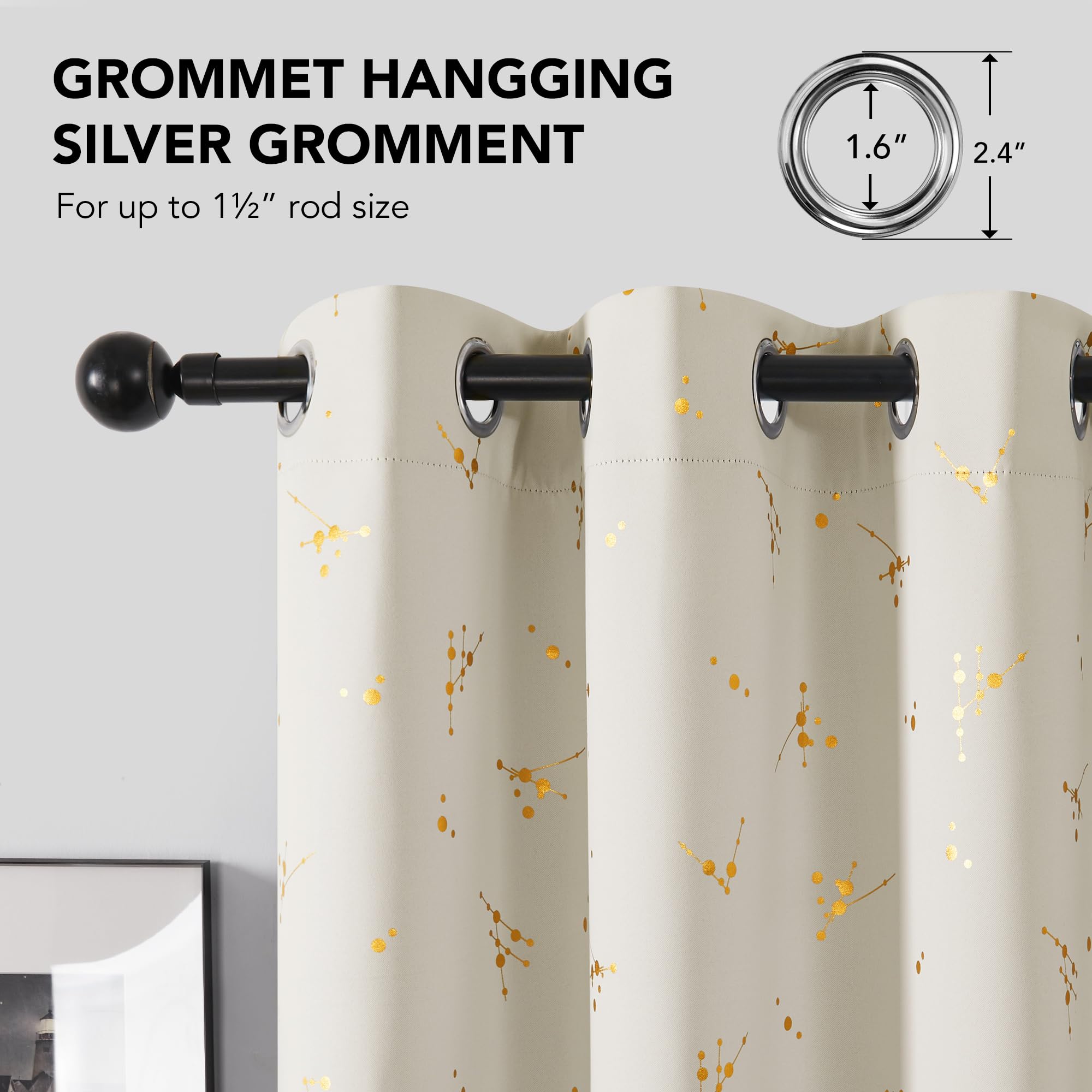 Blackout Curtains 2 Panels for Bedroom, Constellation Pattern Foil Printed Curtains, Light Blocking Curtain living curtains Blackout Curtains 2 Panels for Bedroom, Constellation Pattern Foil Printed Curtains, Light Blocking Curtain living curtains
