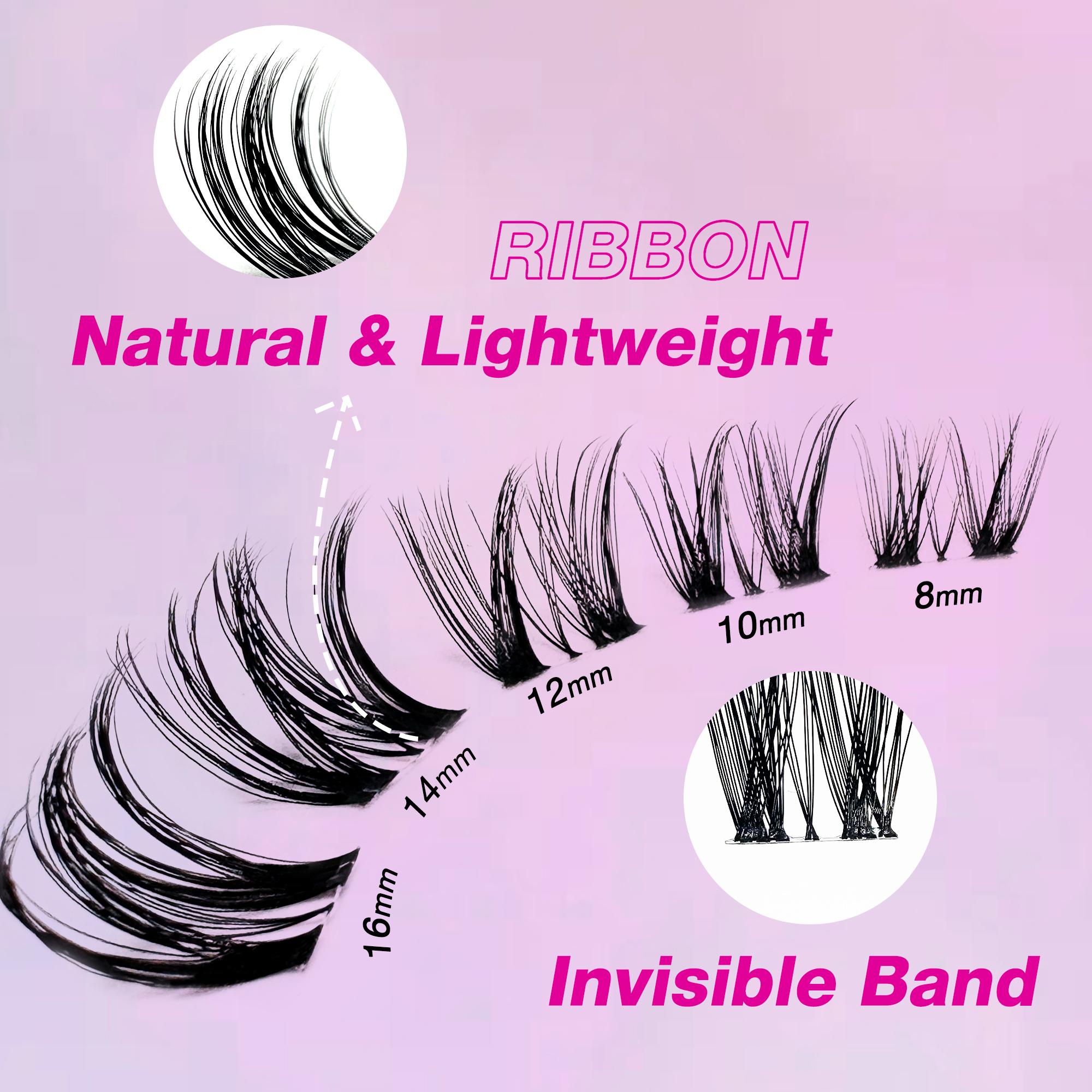 Veyesbeauty Volume Cluster Lashes Individual Lash Extensions Layered Fluffy Eyelashes Wispy Faux Mink Lash Newbie's Five-Second DIY Mixed Length Large Tray for Self Application Makeup at Home Cosmetic Eyelashes Extensions