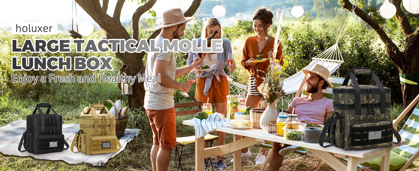 HSHRISH Tactical Lunch Bag & Lunch Box for Men 16 Liters Large Double Deck Expandable Insulated Soft Adult Lunchbox for Work Cooler Bag for Beach Picnic Camping Outdoor HSHRISH Tactical Lunch Bag & Lunch Box for Men 16 Liters Large Double Deck Expandable Insulated Soft Adult Lunchbox for Work Cooler Bag for Beach Picnic Camping Outdoor