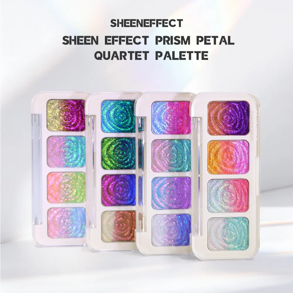 Jacy Cosmetics Multi-Chrome Chameleon Shift Eyeshadow Palette - Sheen Effect, Duochrome Metallic Glitter, Assorted Plastic Rose Shades, Beauty Products, Make Up, Hologram; Limited 100 First Orders Get Free Professional Eyeshadow Brush Gift