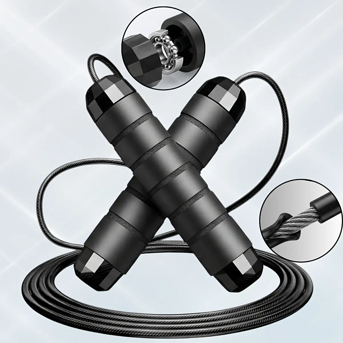 Adjustable Speed Jump Rope with Ball Bearings & Tangle-Free Steel Cable, Foam Handles for Home & Gym Fitness Training