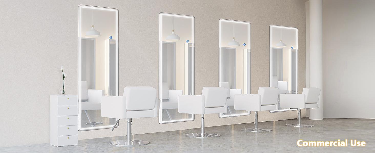 Full Length Floor Mirror with LED Lights, Dimming & Colors, Lighted Stand Mirror with Sturdy Aluminum Frame for Makeup, Try-On Haul, Bedroom Decor