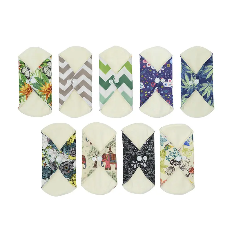6 pieces of bamboo fiber washable sanitary pads, natural antibacterial and breathable menstrual pads, reusable, specially for sensitive skin, Feminine hygiene products, Pads with Wings, Absorbent Reusable Pads, Period Pads