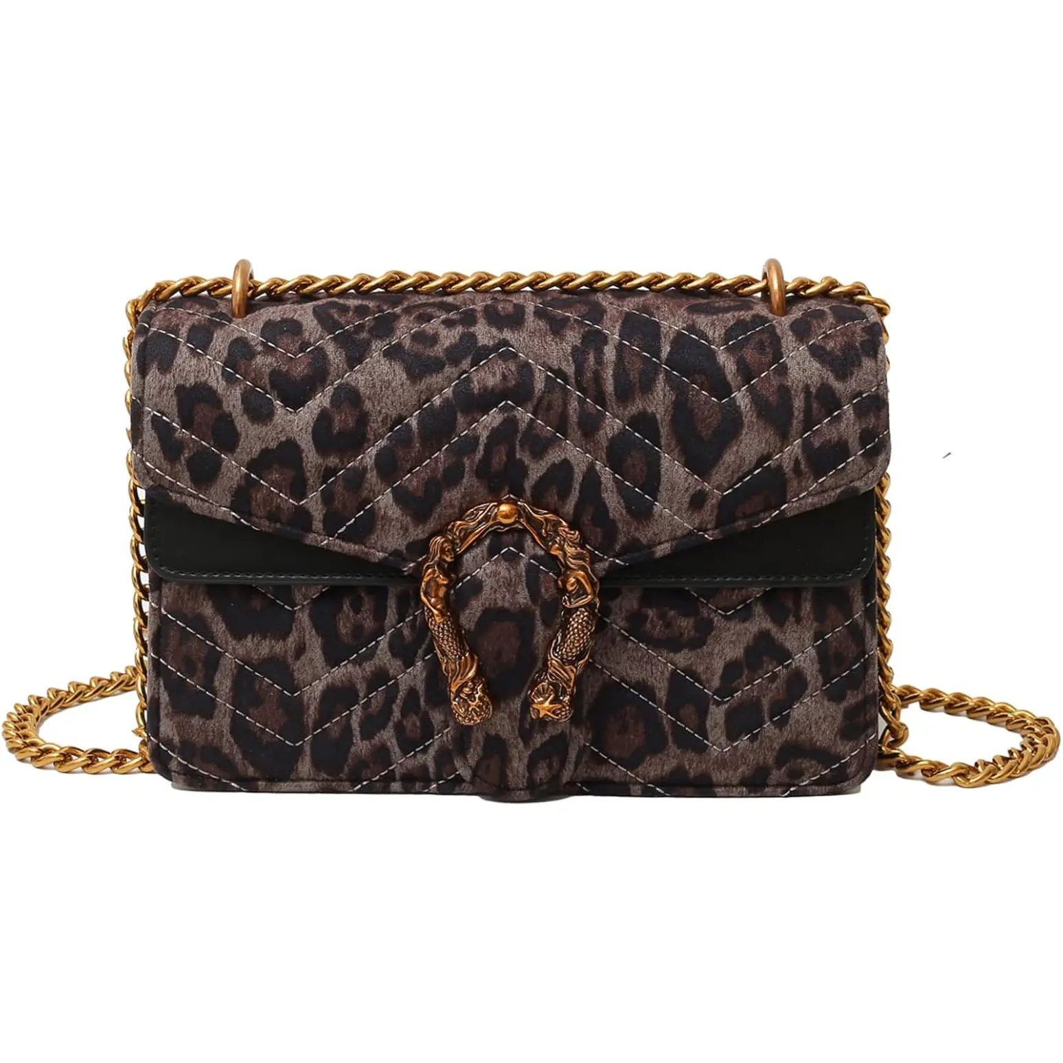 MYHOZEE Women's High-Capacity Artificial Leather Animal Print Crossbody Bag - Flap Clutch with Metal Snake Chain, Zip Pocket, Casual & Evening Party Use Shoulder Bag