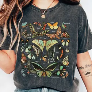 2pack Vintage Butterfly & Moth TShirt, Cottagecore Aesthetic Comfort Colors Shirt, Gift For Her, Nature Lover Tee, Boho Clothing, Botanical Outfit 7VR