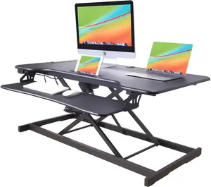 Rocelco Electric Standing Desk Converter 46" - Motorized Sit Stand Riser with USB & AC Charging