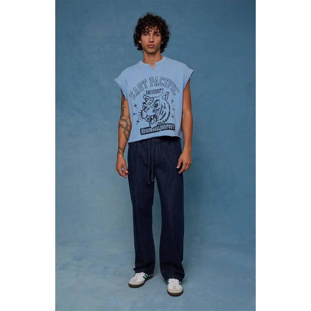 Pacsun Men's Dark Blue Straight Drawstring Pants