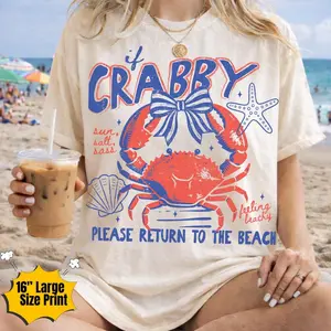 Comfort Colors If Crabby Please Return To The Beach Shirt, Trendy Spring Break, Summer | Beach, Coastal Tee, Nautical Vacation, Funny Shirt