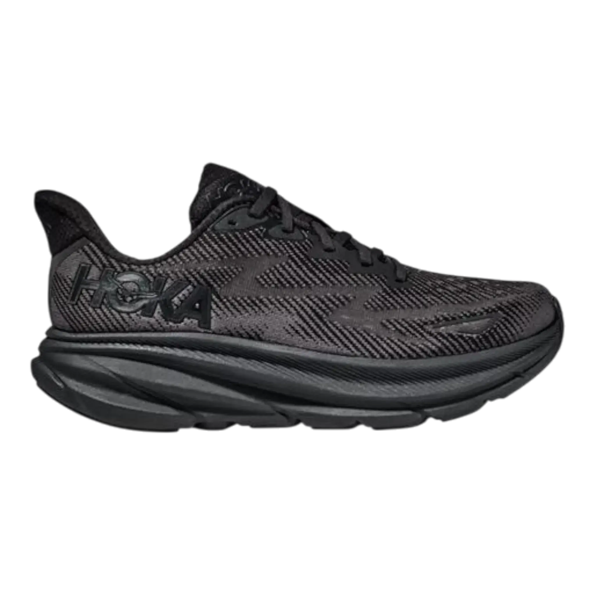 HOKA Clifton 9 Running Shoe in Black Mesh | Men's