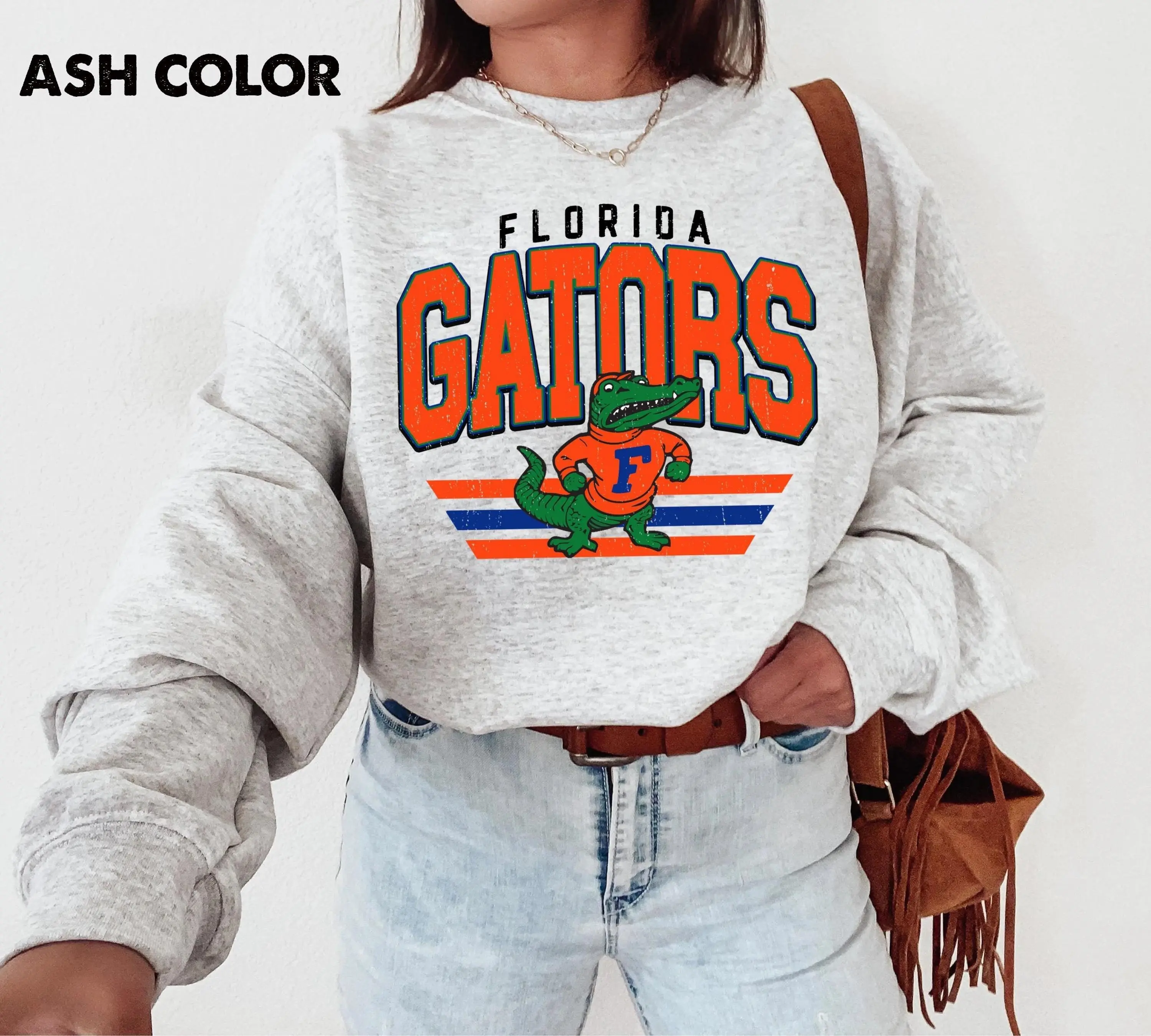 [Sale Up To 30%] Vintage Florida College Sweatshirt Retro 90s Campus Crewneck Unisex Pullover Gators Fan Gift