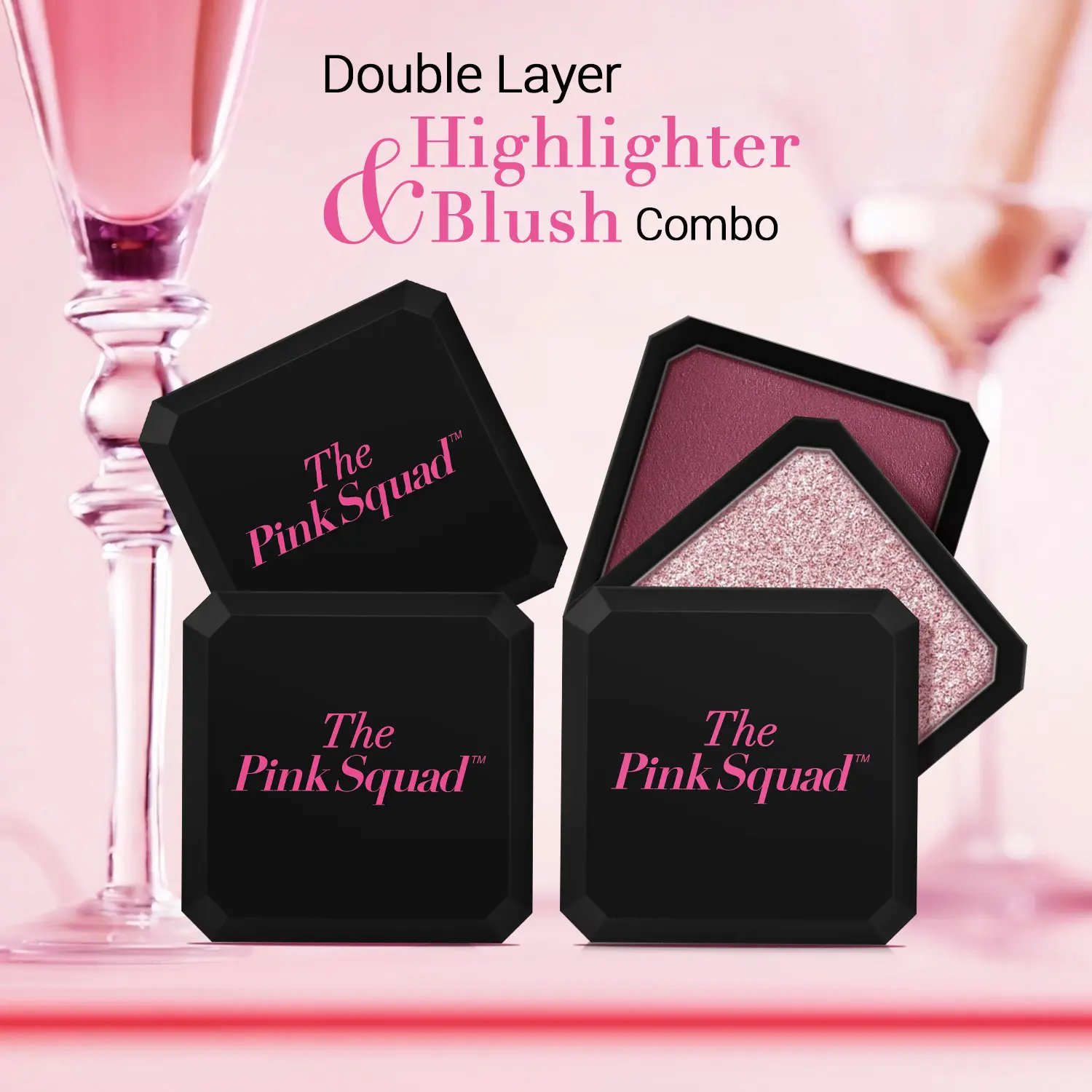 The Pink Squad 3-in-1 Flawless Brightening Natural Sheer Glow Cream - Mashed Velvet Tint Palette with Mirror, Double-Layer Highlighter Blush Combo Makeup for All Skin Types #SummerVibes Cosmetic, Makeup Products, Natural Glow, Glowing Makeup