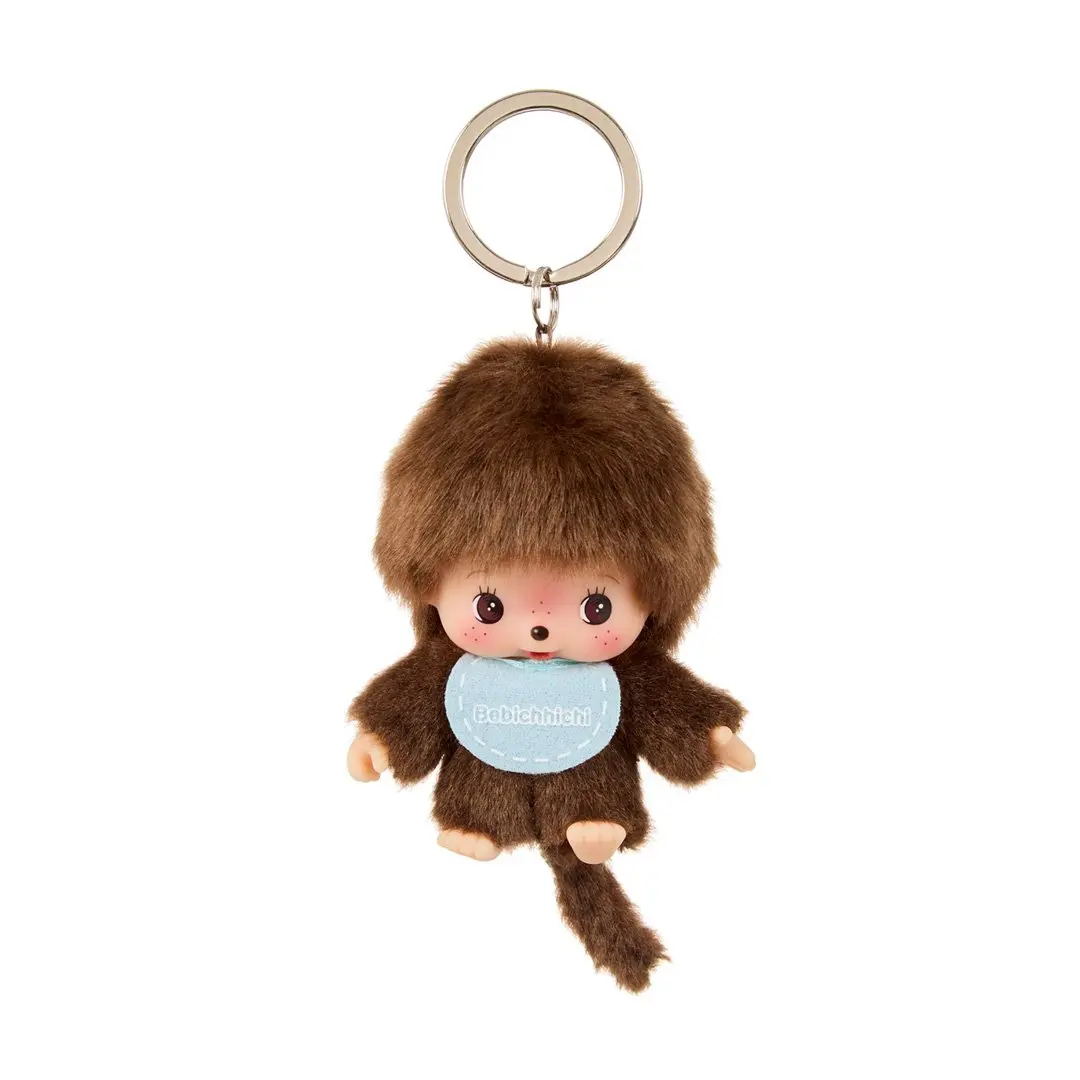 Monchhichi Bebichhichi Boy Collectible Big Head Plush Keychain, Kawaii Mascot Charm for Bags and Keys, Keychain Charms, Monchichi