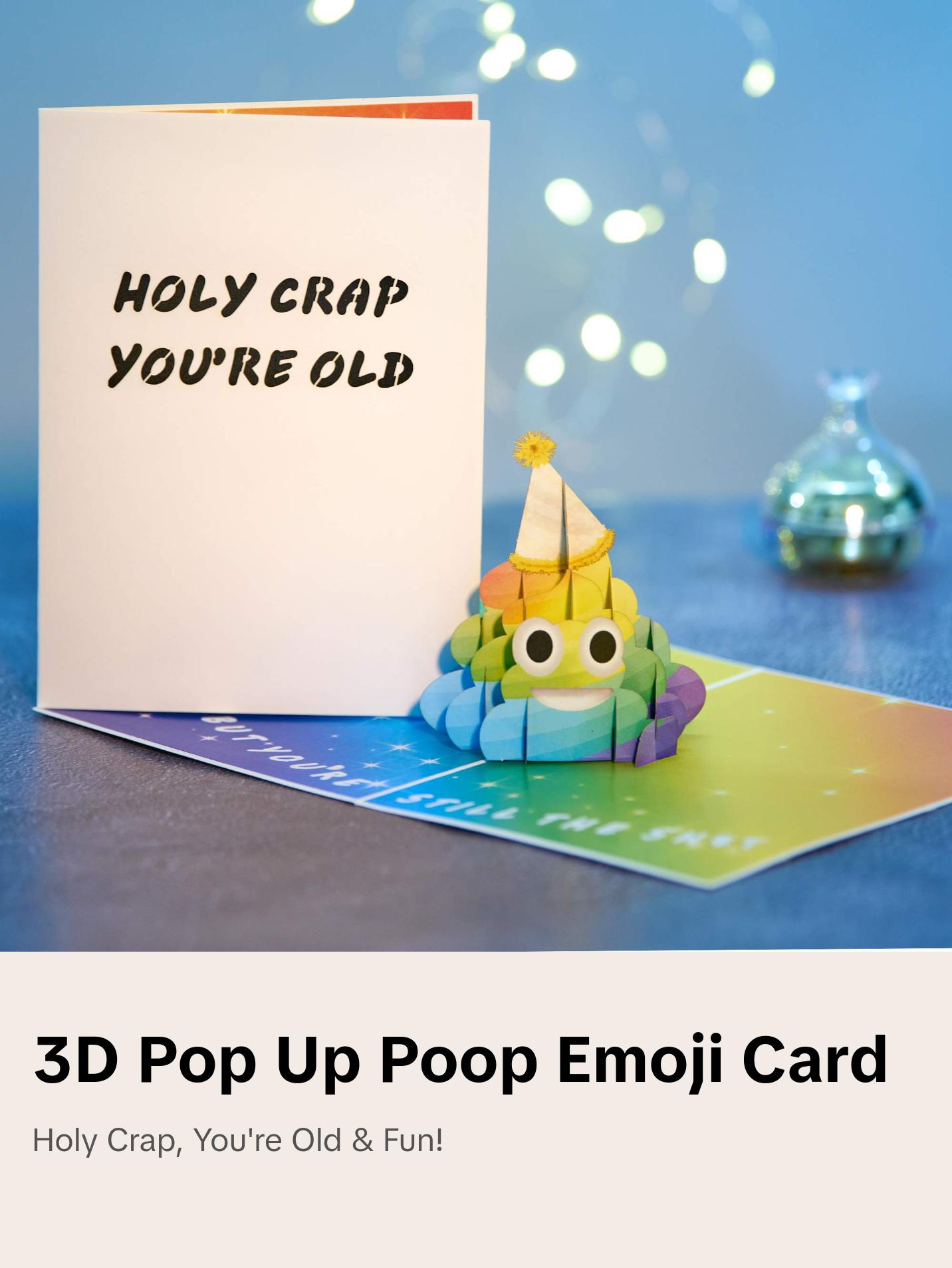 Funny Pop Up Birthday Card | 3D Rainbow Poop Emoji Birthday Cards for Women, Men | Popup Holy Crap You're Old Birthday Card for Dad, Husband | Prank  Poo Emoji Bday Card for Mom, Brother, Sister