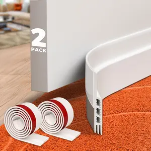 2 Pack Door Draft Stopper Sheets, Rolls & Strips Under Door Draft Blocker Insulator Doors Sweep Weather Stripping Noise Stopper Strong Adhesive Door Thresholds, White