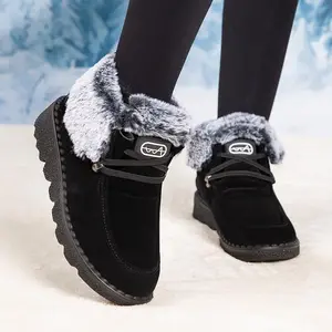 Snow Boots Winter Shoes Slip-On  Comfortable Fur Lined Boots for Women Waterproof Slip On Booties Warm Anti Slip Shoes