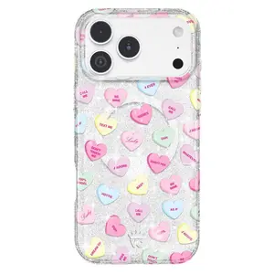 Sweet Hearts Glitter iPhone Case Military-Grade Camera Custom Monogram Striped Phone Electroplated Transparent Girly iPad with Pen Slot Anti-Slip Slim Personalized Boho Gingham Rugged Dual Layer Football Stripe Glossy Western Cowhide Portrait Camo Tough