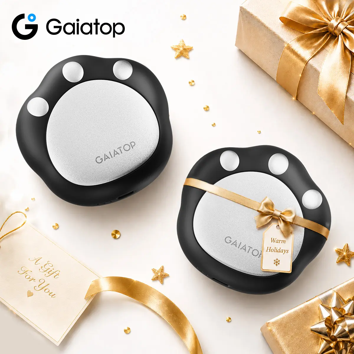 [2-Pack Cat Paw] GAIATOP Hand Warmers for Women, 13H Long-Lasting Rechargeable Pocket Heater, Lovely Gift for Her