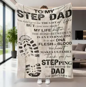 Letter To Dad Pattern Flannel Blanket,To My DAD Flannel Cozy Blanket, 1/2 Counts Soft Warm Throw Blanket, Air-conditioned Room Blanket, Warm Nap Blanket for Home Office Travel