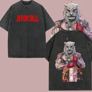 Battle Beast - Invincible War Tee, Vintage Washed Heavyweight Comic Shirt, Oversized Unisex Graphic T-shirt, Dark Hero Streetwear, Gym Pump Cover, Gift for Invincible Fans