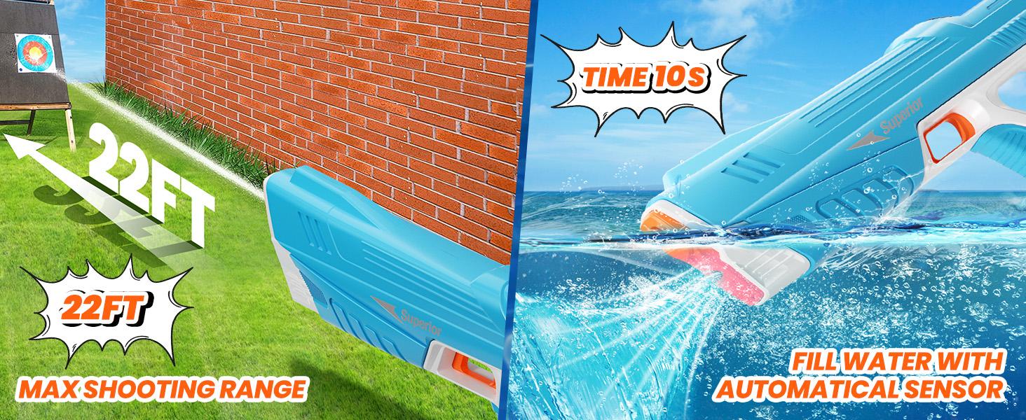 LED Light-Up Electric Water Blaster, 39 Ft Range, Water Blaster,Pool Beach Outdoor Party Toys With Goggles & Battery Included