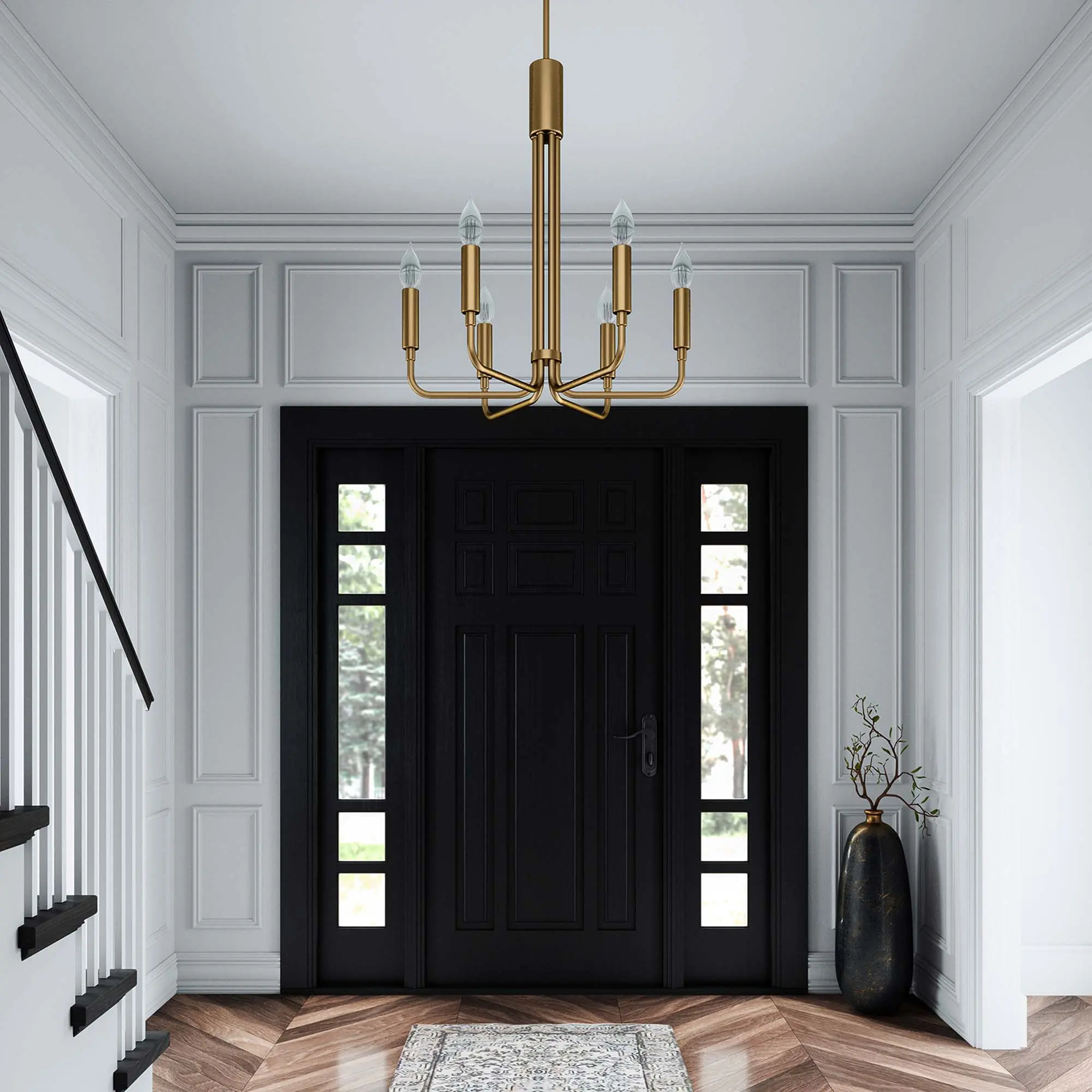Modway Rekindle 6-Light Chandelier in Satin Brass