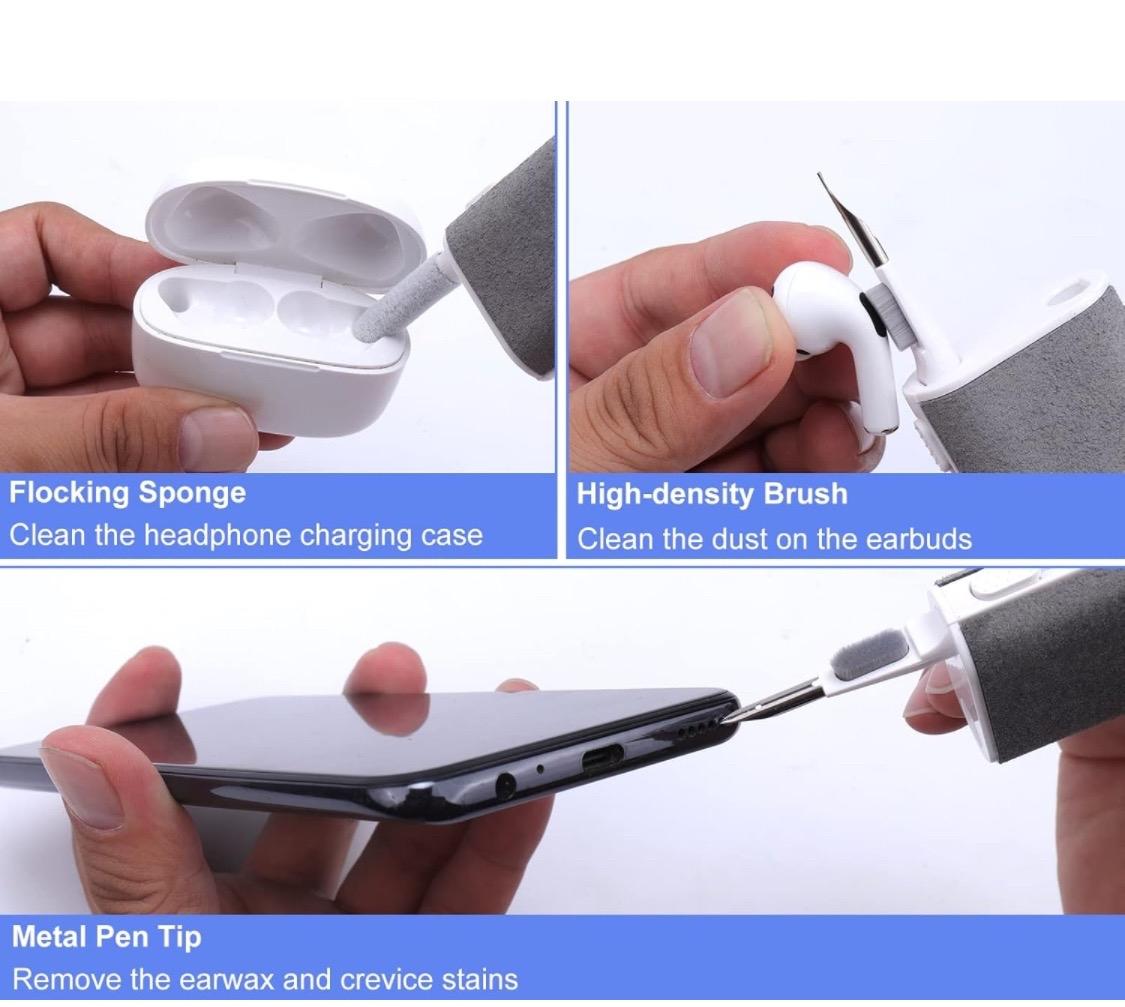 Cleaner Kit for Airpods Pro 1 2 3,5 in 1 Multi-Function Earbuds Cleaning Tool, Electronic Cleaner Kit for iPhone Charging Port,Phone Speaker,Earpods,Headphone,Earphone,Laptpo,Scree,iPod Case