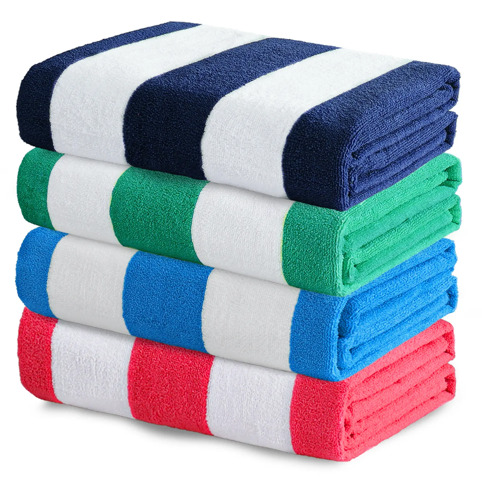 【Back to School】Exclusivo Mezcla 4 Pack Beach Towels, Large Microfiber Striped Beach Bath Pool Towel Set for Kids and Adults, Lightweight and Absorbent 4 Piece Bath Towel Set, Towels Bundle, Dorm Room Shower Essentials for College Students