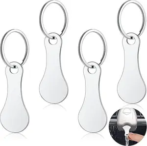 Mini Aluminum Alloy Key Ring Shopping Trolley Tokens - Small Aldi Quarter Holder Keychain for Grocery Shopping Cart,