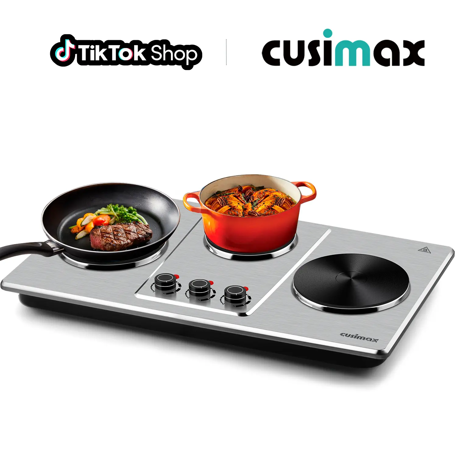 CUSIMAX 3-Burner Portable Induction Stove - 7-in Tempered Glass Commercial Stove for Commercial Users, Infrared Burners, 11 Temp Levels, Precise Control, 200W+ Power, Safety Compliant, 30-Day Hassle-Free Returns, SummerFinds TikTok Shop Back to School, 20
