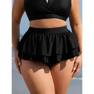 【Summer Turn-Up】【Tummy Control】BlOOMCHIC Plus Size Ruffled Layered Swim Bottoms [M-6X] 2026 Summer Pick for Mother's Day