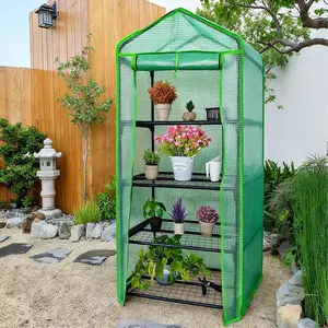 Mini Greenhouse for Indoor Outdoor, Small Plants Green House with 4 Tier Shelves, Portable Plastic Greenhouses with Durable PE Cover for Garden Backyard Patio Balcony Porch