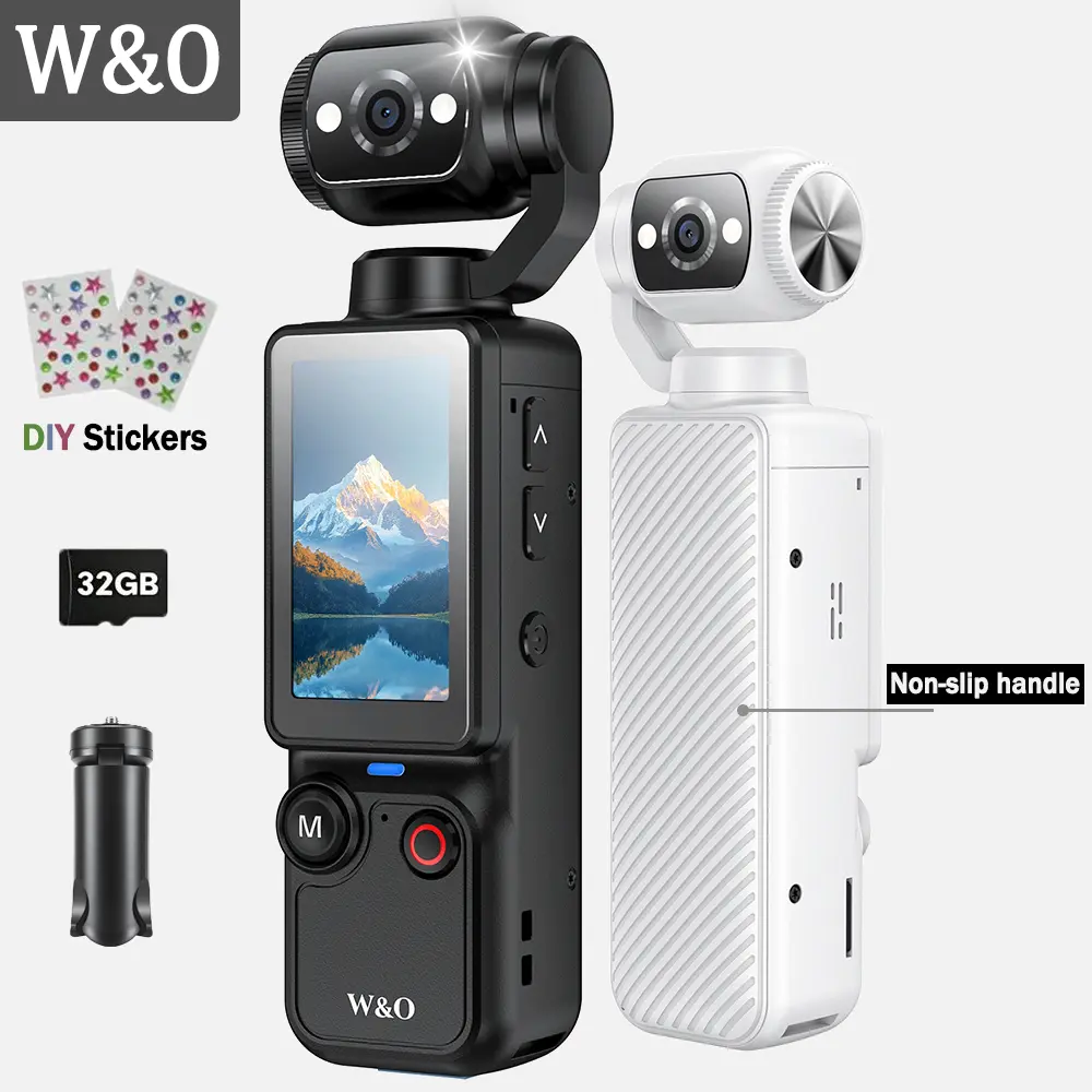 W&O Upgraded Vlogging Camera with 32GB Card, Video Recorder, Digital Vlogging Camera with 180° Rotating Lens, Full Body Camera for Vlogging, Travel & Daily Life Recording, Camcorder, Back to School Gift, Christmas Gift