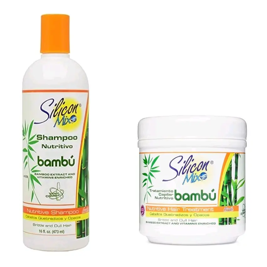 Silicon Mix Bamboo Extract Nutritive Shampoo & Hair Treatment 16 oz Combo Set for Brittle and Dry Hair