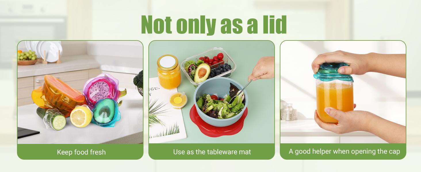 CuLiDing Silicone Stretch Lids for Food Storage Reusable Elastic Bowl Covers for Cups Jars Round & Rectangular Containers Microwave Safe Fridge Covers Multicolor Food Grade Kitchen Utensils & Accessories Kitchenware