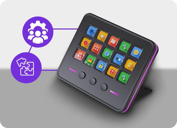 VSDINSIDE M18 V3 Macro Keypad, Stream Controller Deck Gaming Streaming Shortcut Keyboard, 18 Programmable Keys Customizable Visual AI Pad USB Soundboard for OBS, YouTube, Desk Office Setup, Laptop, PC, Mac