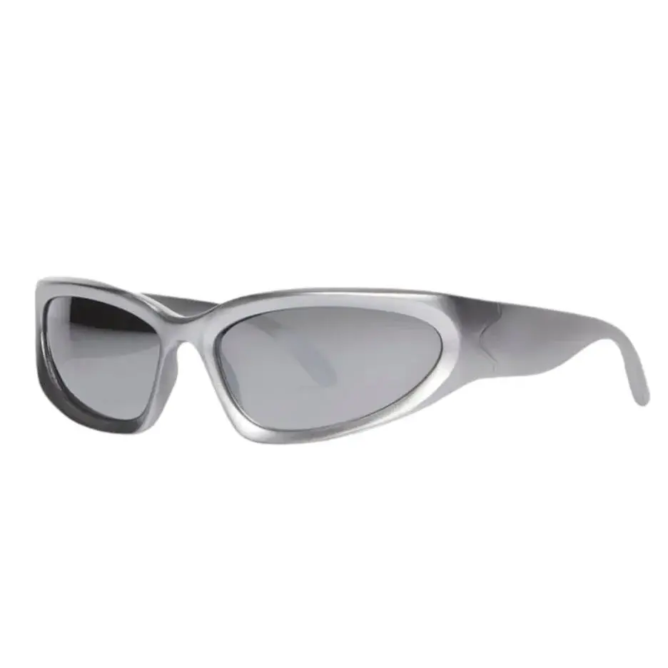 Y2K Glasses & Sunglasses 2000s Retro | Black Rave Party Shades | Futuristic Rimless Wrapround UV400 Sunglasses for Women Men | Unisex Sports Fashion Sun Glasses