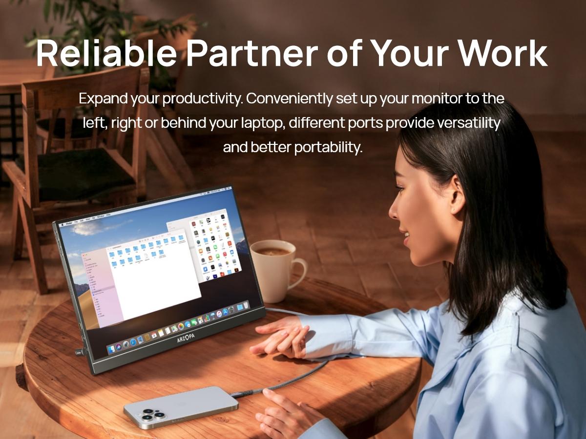 ARZOPA Portable Monitor 16.1"/17.3" FHD 1080P 60Hz/144Hz Laptop Screen Extender for PC Mac Xbox Switch PS5 iPhone IPS Display Computer Display HDR External Screen Game Workfromhome