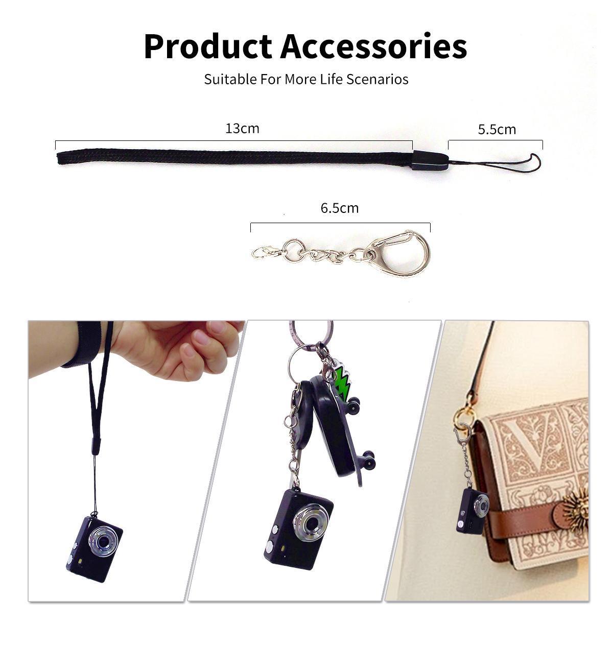 HOTU Mini Keychain Digital Camera – Sparkling Rose Gold Y2K Pocket 1080P HD Camera with 1MP Lens, Flash & 0.96" Screen, 32G Card Included, Retro Vlog Camera for Travel, Concerts, Kids & Instant Party