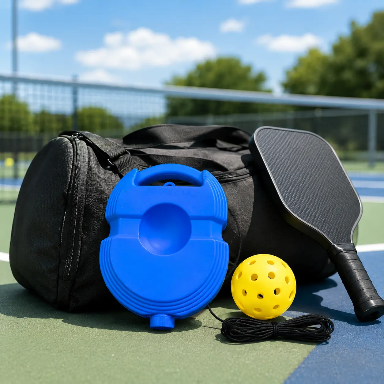 Solo Pickleball Trainer Ball, 40-Hole Rebound Practice Ball for Single Player Training, Portable Pickleball Practice Tool for Backyard, Driveway and Court Warm-Ups