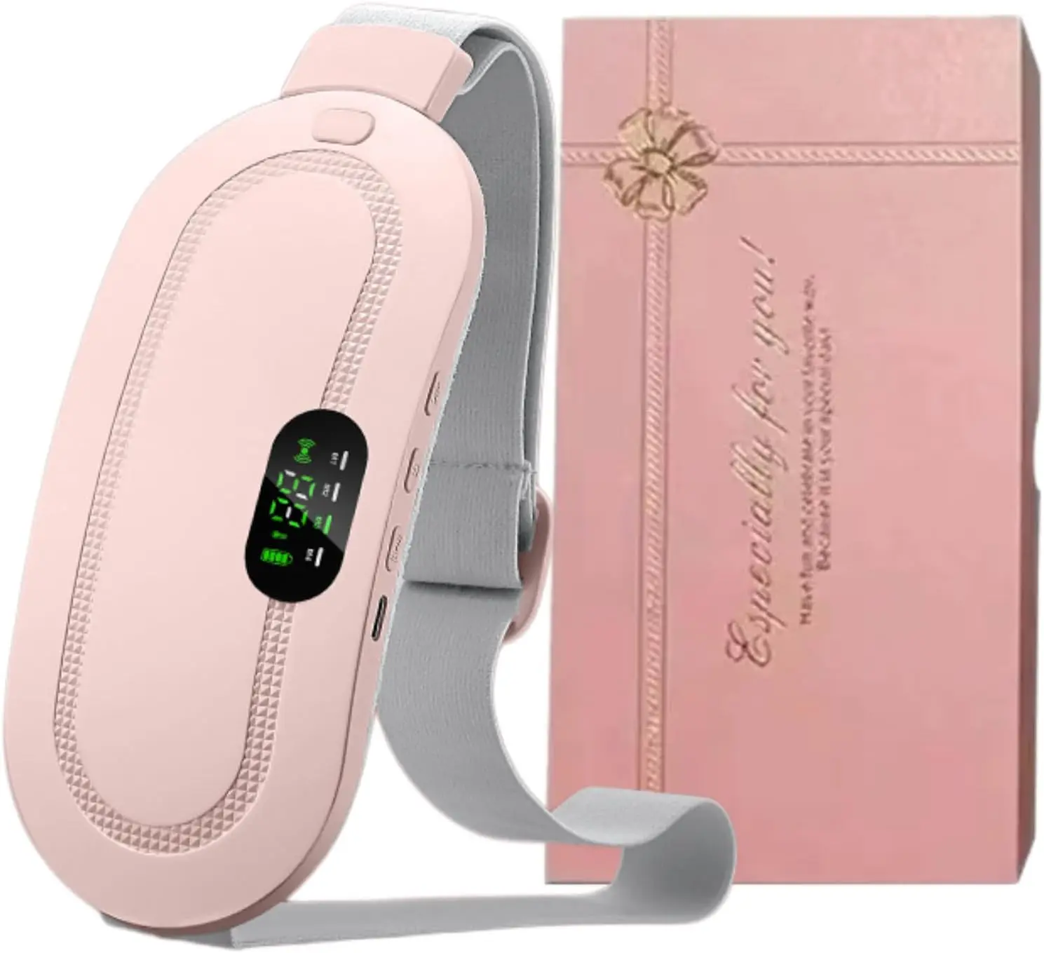 Portable Cordless Heating Pad Cramps: 3 Heating Levels 4 Massage Modes, 3S Fast Heating, Period Menstrual Electric Heating Pad for Back Pain Relief, Gifts for Women and Girls