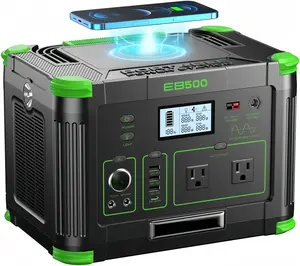 500W Portable Power Station Peak 1000W 519Wh Outdoor Solar Generator | 2 AC 110V Outlets 10 Ports USB-C PD Fast Charging for RV Camping Travel Emergency Off-Grid Living