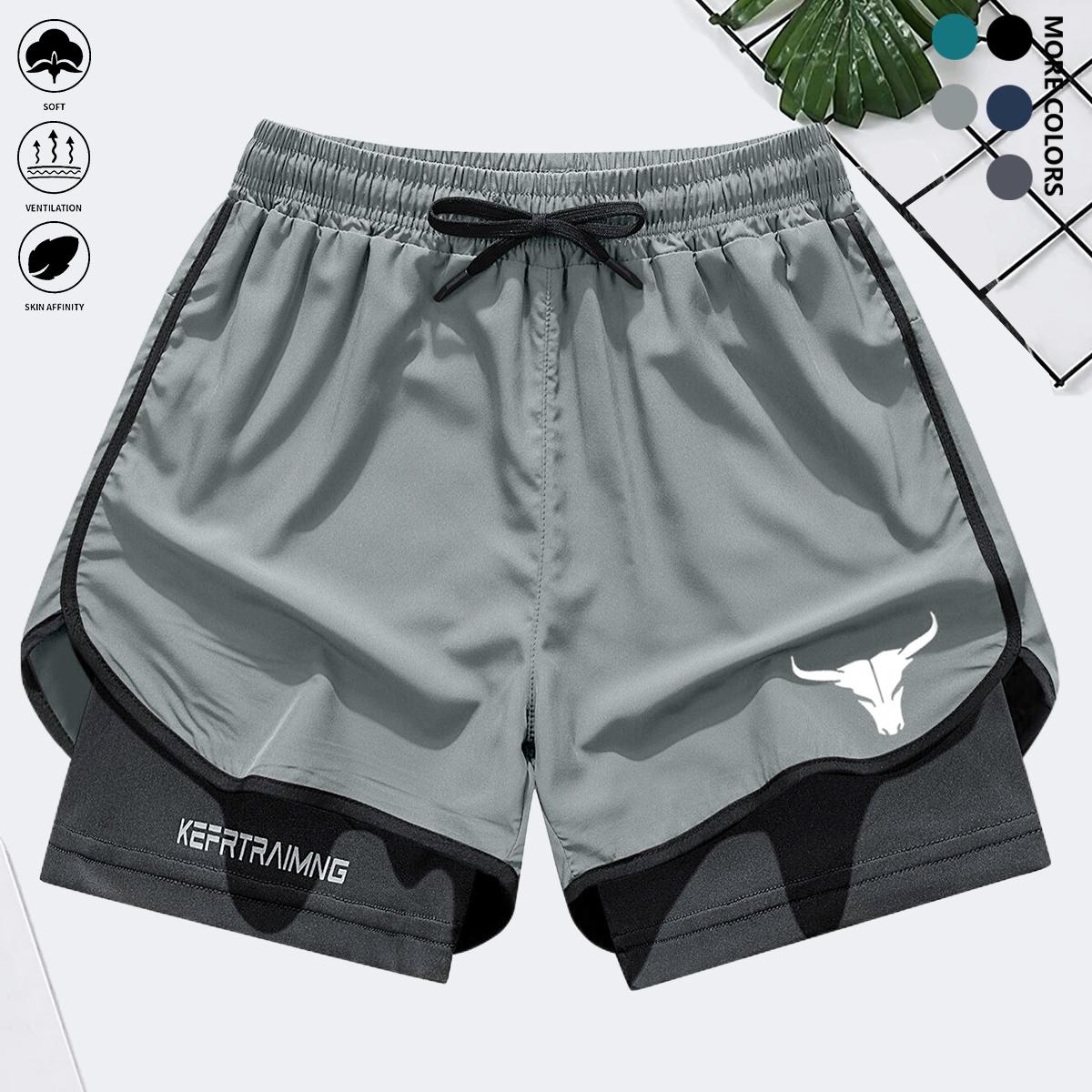 Lightweight and quick-drying sports shorts for men, suitable for summer outdoor fitness, running and leisure sports. It has a double-layered inner lining and built-in pockets.