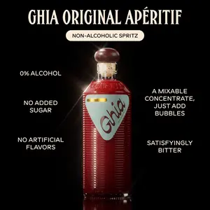 Ghia Apéritif Non-Alcoholic Beverage - 500ml Bottle - 0% Alcohol - No Added Sugar - No Artificial Flavors
