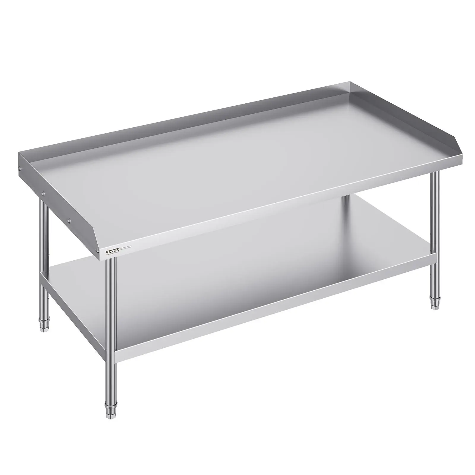 【FathersDayGift】VEVOR Stainless Steel Work Table, 30 x 60 x 26 Inch Commercial Food Prep Worktable, 3-Sided Backsplash Heavy Duty Prep Worktable, Metal Work Table with Adjustable Height for Restaurant Home Hotel